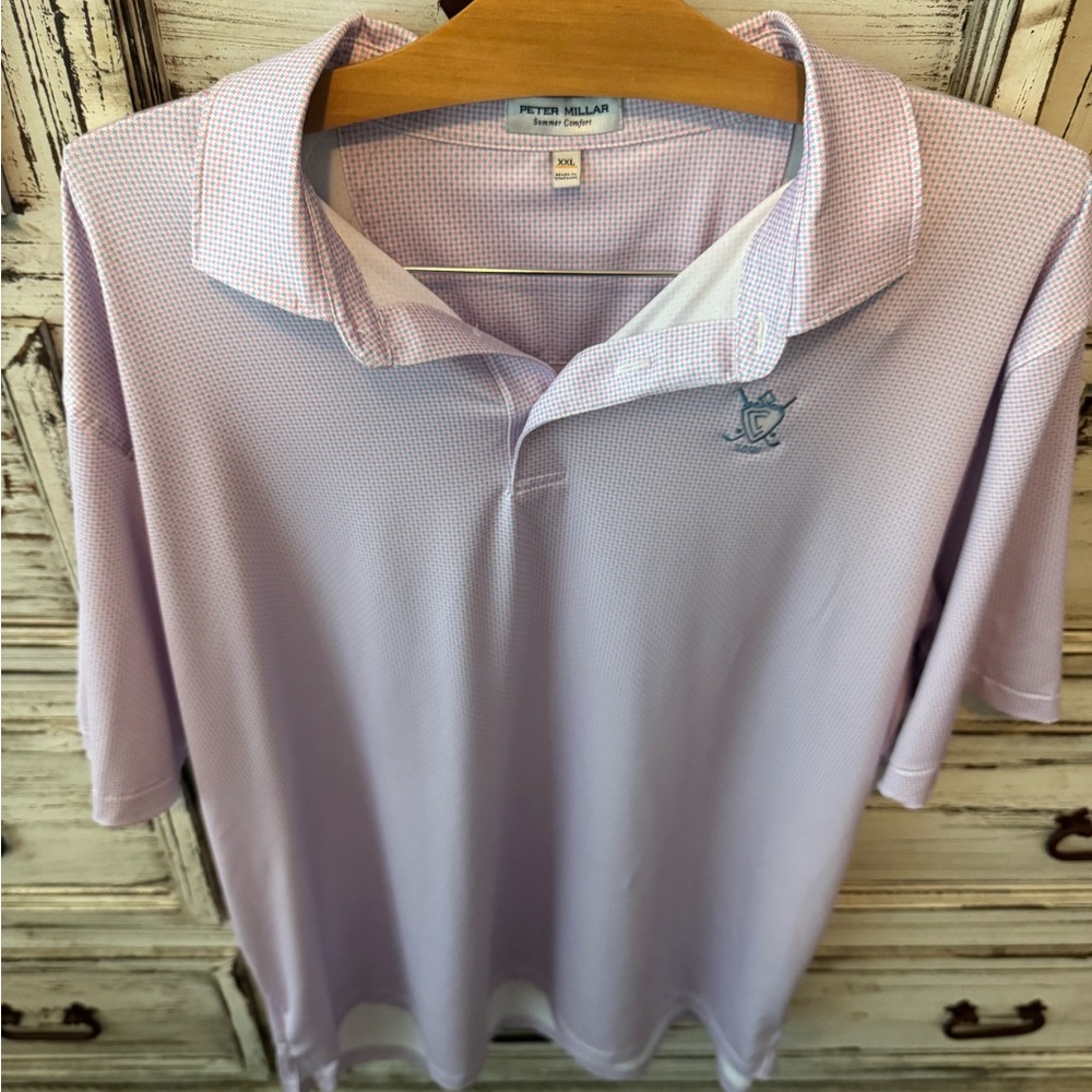 Peter Millar Pink and Blue Summer Comfort Polo XXL